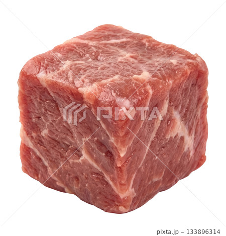 Fresh raw red meat cube of delicious beef, single food ingredient perfect for cooking hearty gourmet meal Fresh raw red meat cube of delicious beef, single food ingredient perfect for cooking hearty gourmet meal 133896314