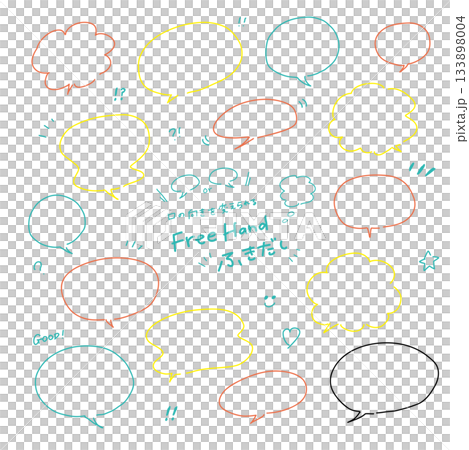 Freehand speech bubble [colorful line drawing] 133898004