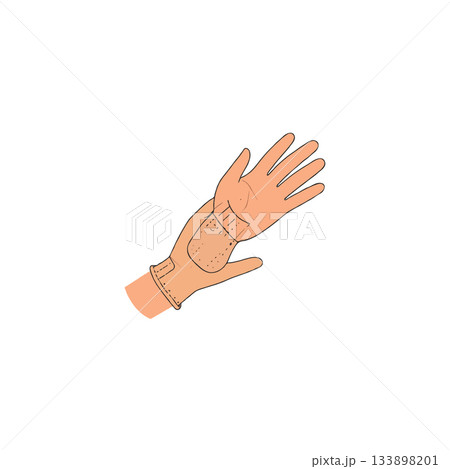 Illustrative depiction showcasing a hand wearing an intricately designed glove concept with 133898201