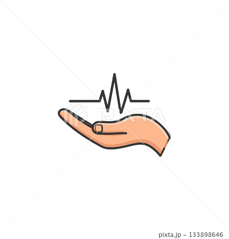 Human palm displaying a lifeline signal representing care and help in maintaining vital health Human palm displaying a lifeline signal representing care and help in maintaining vital health 133898646