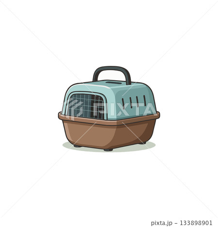 Illustration of a pet carrier showcasing mobility convenience and transportation for domestic Illustration of a pet carrier showcasing mobility convenience and transportation for domestic 133898901