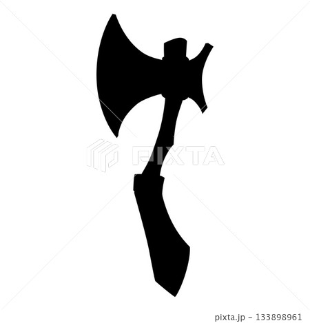 Cartoon axe weapon black silhouette, vector game old weapon equipment, ancient warrior ammunition tool or hunter hatchet 133898961