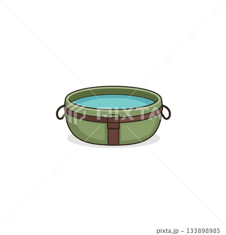 Illustration of a portable water container for outdoor activities or camping trip gear with blue 133898985