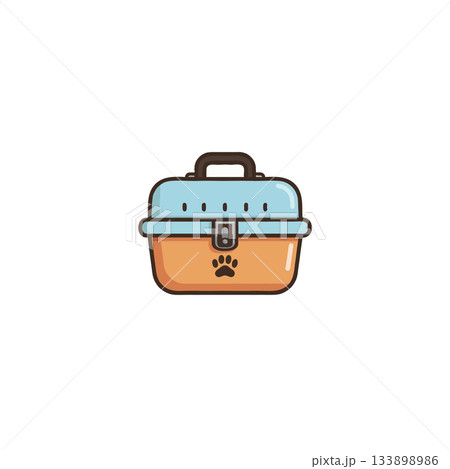 Stylized rendering of a pet carrier crate with paw print, a suitable transportation solution for 133898986