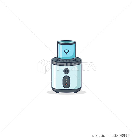 Modern minimalist humidifier illustration showcasing connectivity features and sleek design for Modern minimalist humidifier illustration showcasing connectivity features and sleek design for 133898995