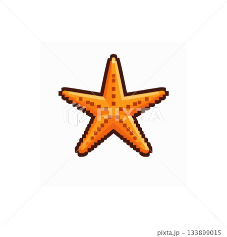 Pixelated starfish on clean white canvas shows retro style marine graphic representation digitally Pixelated starfish on clean white canvas shows retro style marine graphic representation digitally 133899015