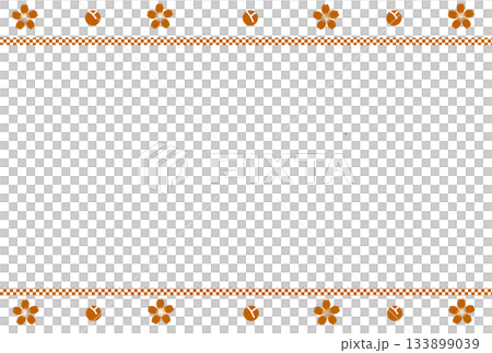 Orange cherry blossom petals and buds checkered frame 133899039