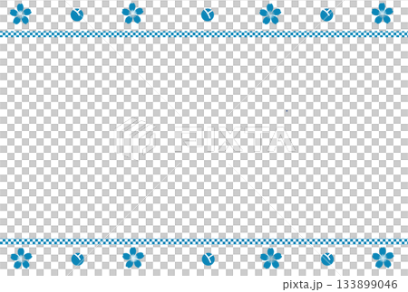 淺藍色櫻花花瓣和花苞，方格邊框 133899046