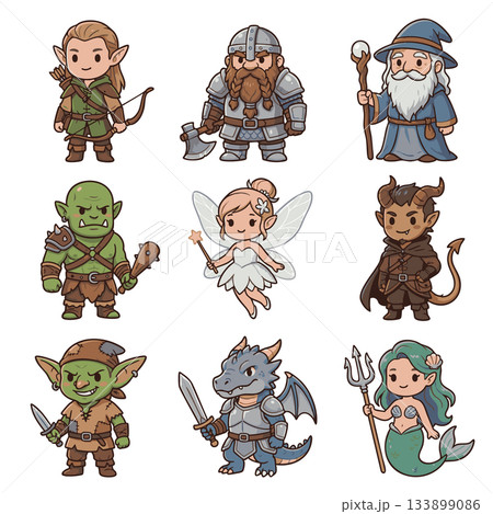 ファンタジーRPGのキャラクターセット 133899086