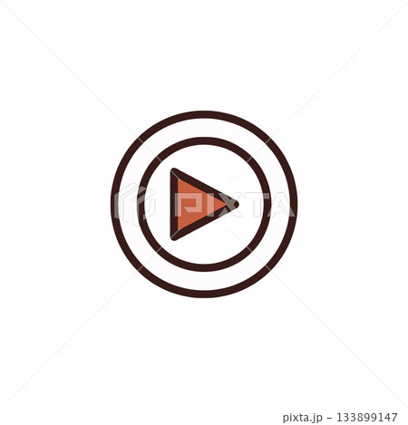 Minimalist brown play icon within a bordered circle for multimedia and user interface design 133899147