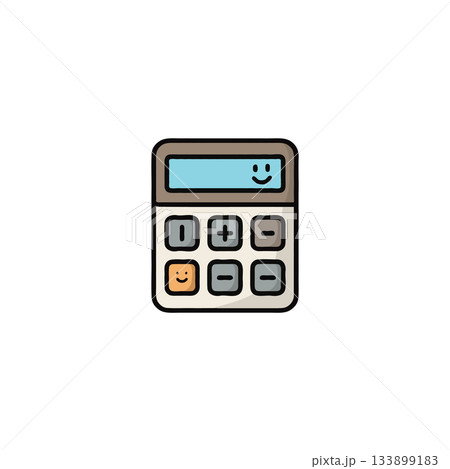 Whimsical calculator with cheerful smiley faces for educational content and accounting 133899183