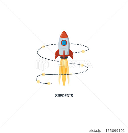 Illustrative voyage concept portraying startup innovation and technological journey towards 133899191