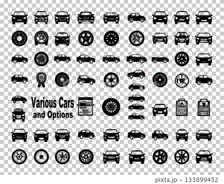 A collection of icons of various vehicles 133899452