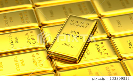 Gold bars in bank vault. Storage. 3d render Gold bars in bank vault. Storage. 3d render 133899832