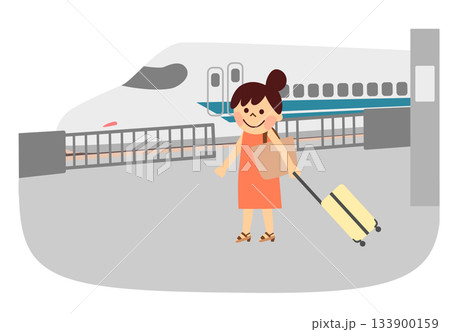 新幹線で旅行をする女性 新幹線で旅行をする女性 133900159