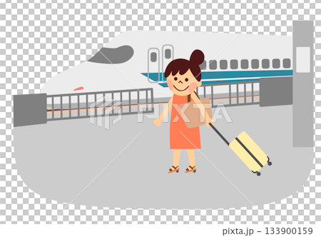 新幹線で旅行をする女性 新幹線で旅行をする女性 133900159