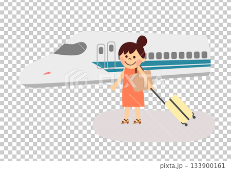 Woman traveling by Shinkansen 133900161