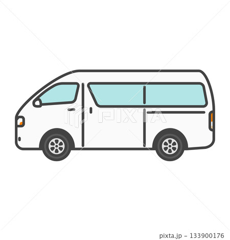 白い商用バンのシンプルなイラスト|物流・配達・車両素材 白い商用バンのシンプルなイラスト|物流・配達・車両素材 133900176