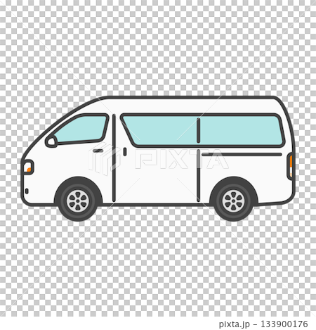 白い商用バンのシンプルなイラスト|物流・配達・車両素材 白い商用バンのシンプルなイラスト|物流・配達・車両素材 133900176