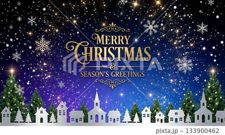 クリスマスの街並みと星空のバナー背景 魔法のような聖夜のイメージ クリスマスの街並みと星空のバナー背景 魔法のような聖夜のイメージ 133900462
