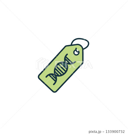 Genome tagging conceptual design showcasing dna strand within a price tag for science themed 133900732