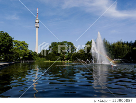 TV tower over blue sky in Dortmund, Germany 133900887