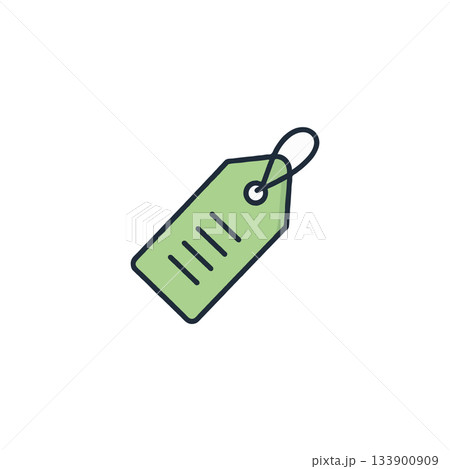 Light green tag with bold outline representing sales, discounts, or information, a symbol for Light green tag with bold outline representing sales, discounts, or information, a symbol for 133900909