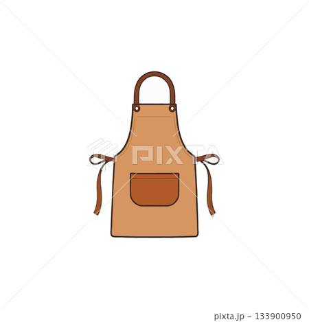 Simple brown apron illustration for culinary arts or workwear promotional material with minimalist 133900950