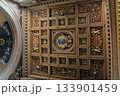 Archbasilica of Saint John Lateran interior Rome golden coffered ceiling marble columns statues ornate chapels baptistery and apse Catholic basilica Italy. High quality photo 133901459