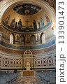 Archbasilica of Saint John Lateran interior Rome golden coffered ceiling marble columns statues ornate chapels baptistery and apse Catholic basilica Italy. High quality photo 133901473