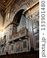 Archbasilica of Saint John Lateran interior Rome golden coffered ceiling marble columns statues ornate chapels baptistery and apse Catholic basilica Italy. High quality photo 133901480
