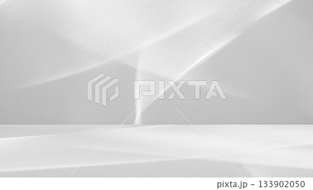 Abstract white studio room with light and shadow from window background for product display presentation 133902050
