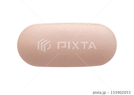 Pink medicine pill tablet isolated on white background 133902053