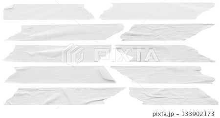 White adhesive paper tape set isolated on white background White adhesive paper tape set isolated on white background 133902173