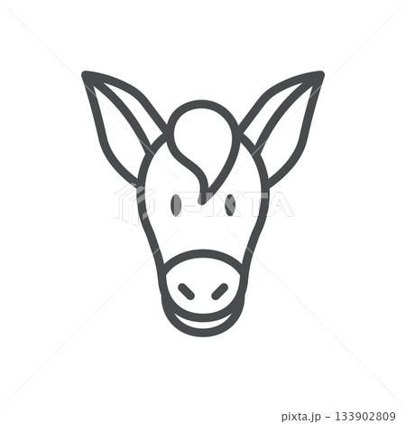 Donkey Milk Animal Icon. Thin Line Illustration of Donkey Head for Farm Dairy Products, Gentle Nutrition and Cosmetic Milk Uses. 133902809