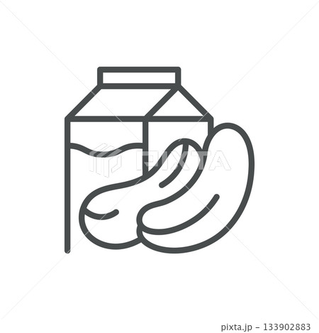 Cashew Milk Icon. Thin Line Illustration of Carton and Curved Cashew Nuts, Representing Plant Based Beverage, Vegan Drink Alternative, and Organic Dairy Free Nutrition. Minimal Outline Vector Sign. Cashew Milk Icon. Thin Line Illustration of Carton and Curved Cashew Nuts, Representing Plant Based Beverage, Vegan Drink Alternative, and Organic Dairy Free Nutrition. Minimal Outline Vector Sign. 133902883