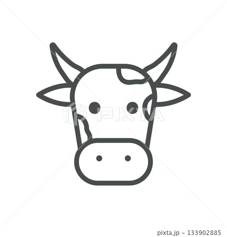 Cow Milk Dairy Animal Icon. Thin Line Illustration of Cow Head with Horns and Spots for Farm Milk Production, Cheese Making and Organic Nutrition. Isolated Cow Head Vector Linear Icon. Cow Milk Dairy Animal Icon. Thin Line Illustration of Cow Head with Horns and Spots for Farm Milk Production, Cheese Making and Organic Nutrition. Isolated Cow Head Vector Linear Icon. 133902885