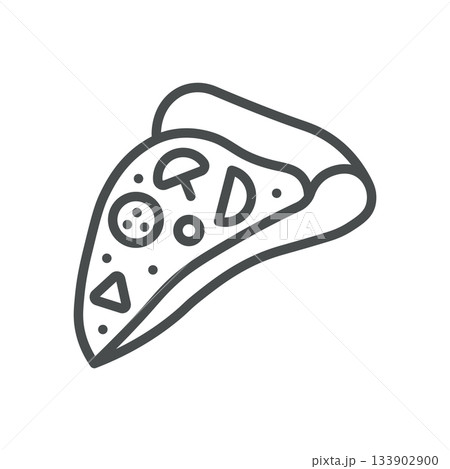 Pizza Slice with Curved Crust Icon. Simple Line Illustration of Single Pizza Slice with Toppings and Folded Crust, Representing Classic Snack, Fast Food and Delicious Serving. Pizza Slice with Curved Crust Icon. Simple Line Illustration of Single Pizza Slice with Toppings and Folded Crust, Representing Classic Snack, Fast Food and Delicious Serving. 133902900