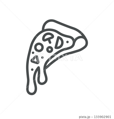 Dripping Cheese Pizza Slice Icon. Thin Line Illustration of Melting Cheese Pizza Slice with Gooey Toppings, Representing Fresh Hot Food, Indulgent Snack and Comfort Taste. Dripping Cheese Pizza Slice Icon. Thin Line Illustration of Melting Cheese Pizza Slice with Gooey Toppings, Representing Fresh Hot Food, Indulgent Snack and Comfort Taste. 133902901