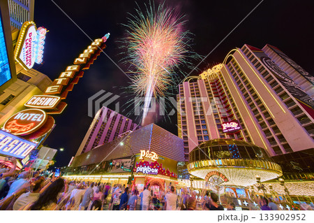 Fremont Street Experience Fireworks Nightlife and Neon Lights in Las Vegas Nevada Fremont Street Experience Fireworks Nightlife and Neon Lights in Las Vegas Nevada 133902952