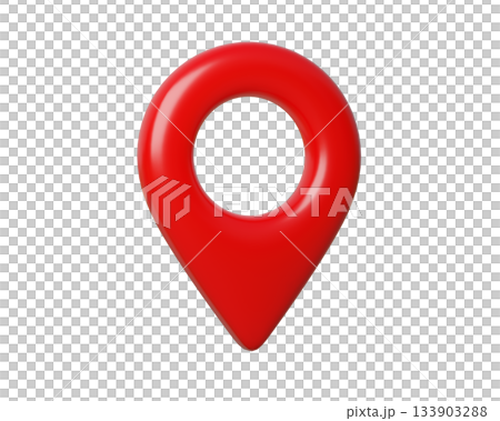 Glossy 3d Red Map Pin and Location pin. Geolocation Marker for Navigation Apps, Maps, GPS. 3d rendering 133903288