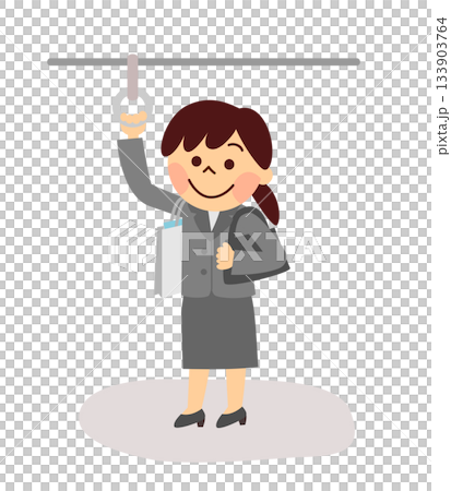 A woman in a recruitment suit riding a train 133903764