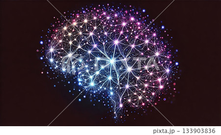光輝く脳とニューラルネットワークの未来的イメージ 133903836