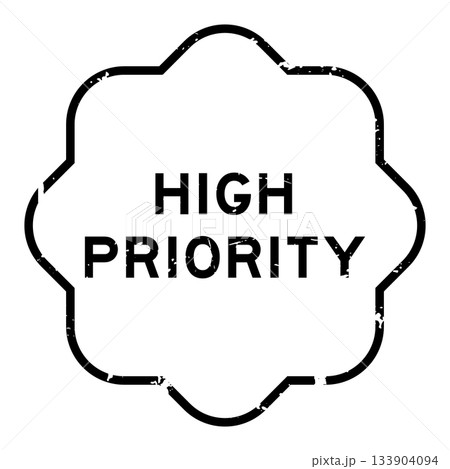 Grunge black high priority word rubber seal stamp on white background 133904094