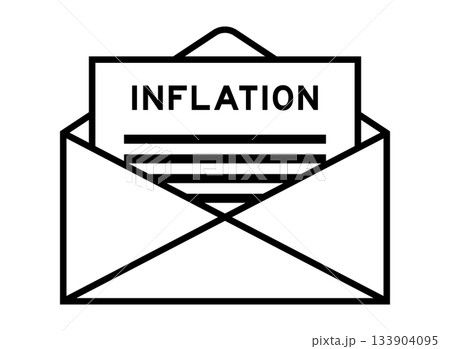 Envelope and letter sign with word inflation as the headline Envelope and letter sign with word inflation as the headline 133904095