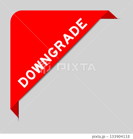 Red color of corner label banner with word downgrade on gray background Red color of corner label banner with word downgrade on gray background 133904118