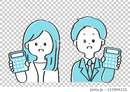 手持計算器、會計、稅務會計的男女商人 133904210