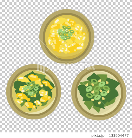 卵スープ・ワカメと卵スープ・ワカメスープ　イラストセット 133904477