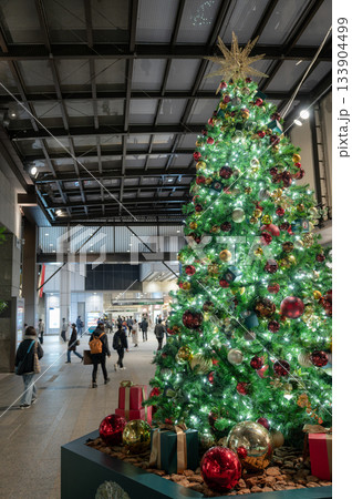 オーナメントとギフトで飾られた屋内クリスマスツリー オーナメントとギフトで飾られた屋内クリスマスツリー 133904499