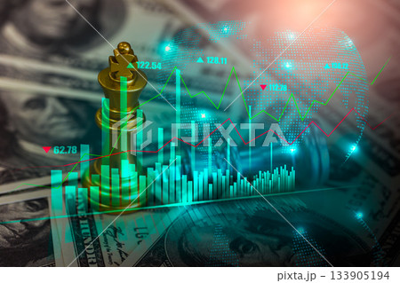 Stock market or forex trading graph and candlestick chart suitable for financial investment concept. Economy trends background for business idea and all art work design. Abstract finance background. 133905194